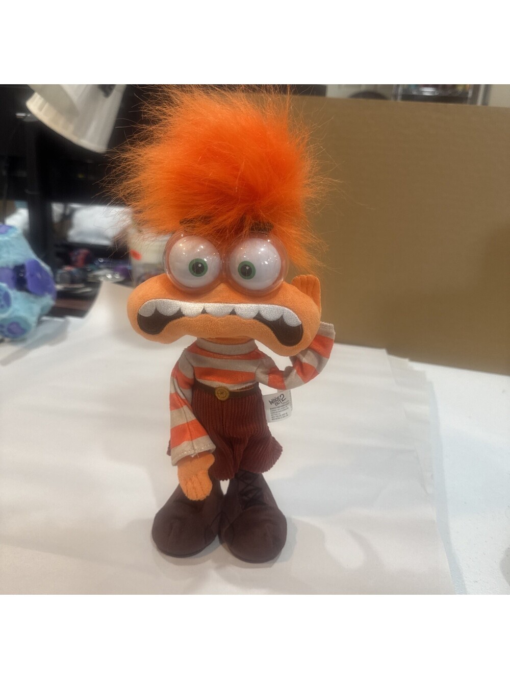 Disney Pixar Inside Out 2 Anxiety Plush Stuffed Toy Orange Hair Striped Sweater